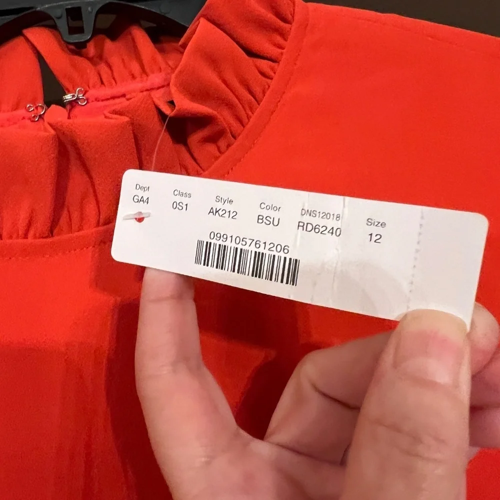 NWT J.Crew Ruffle Neck Bell Sleeve Shift Dress in 365 Crepe Orange Size 12